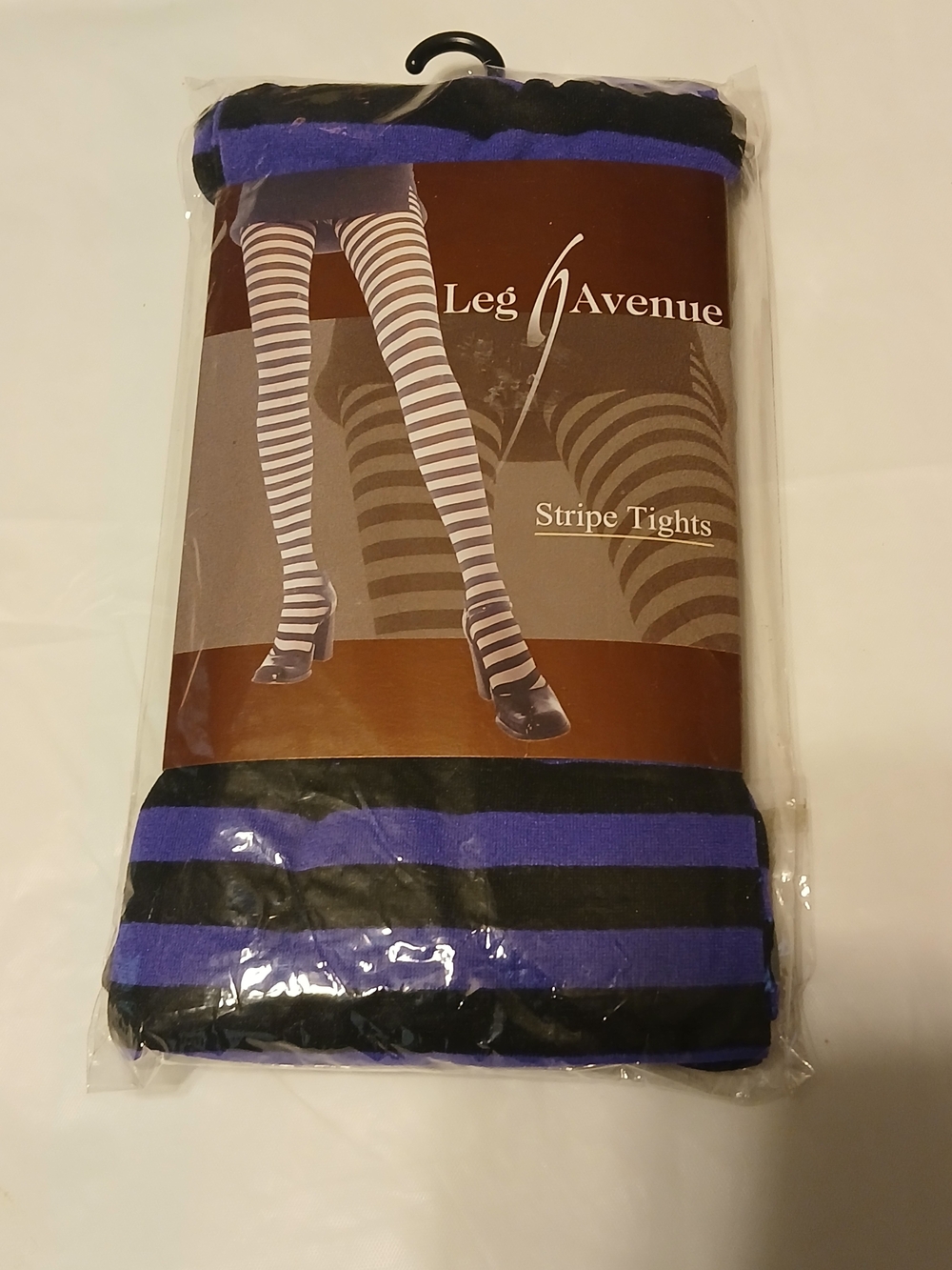 Leg Avenue Black and Purple Striped Tights